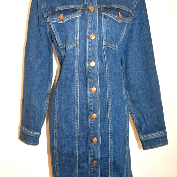 MADEWELL Denim Seamed Button-Front mini Dress long sleeve - Picture 11 of 13